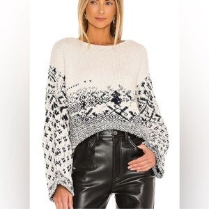Free People Midnight Beach Oversized Sweater in Evening Ivory Combo size XS $168